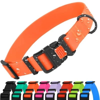 Abbildung von CollarDirect Verstellbares Hundehalsband, bunt, wasserfest, für kleine, mittelgroße und große Hunde, Welpen, 9 Farben (Orange, L (35 45 cm))