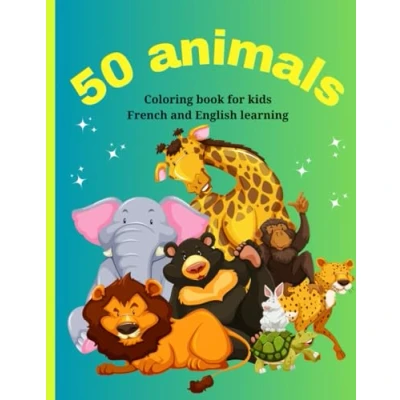 Abbildung von 50 animals: Coloring book for kids. French and English learning.