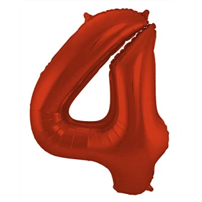 Abbildung von Folienballon Zahl 4 Rot Metallic Matte 86cm