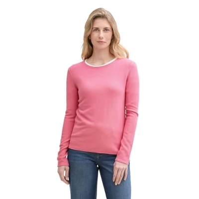 Abbildung von TOM TAILOR Damen Strickpullover mit Rundhals, 15116 Bright Rose, S