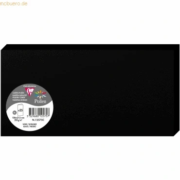 Abbildung von Clairefontaine Ref 12575C Pollen Faltkarte (25 Blatt) 106 x 213 mm, 210 g/m² Karton, kompatibel mit Tintenstrahl und Laserdruckern, säurefrei, Schwarz