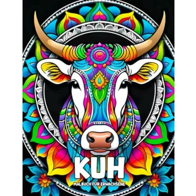 Abbildung von Kuh Malbuch für Erwachsene: Kühe Mandalas und Blumen Anti Stress Ausmalbuch mit entspannenden Designs