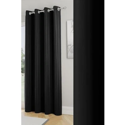 Abbildung von Enhanced Living Nightfall Türvorhang mit Ösen, superweich, energiesparend, geräuschreduzierend, 168 x 214 cm, Schwarz