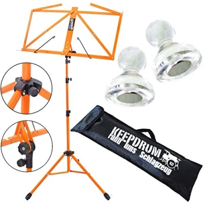 Abbildung von keepdrum MUS3OR Notenstaender Orange mit Tasche + 2 Notenpult Magnete