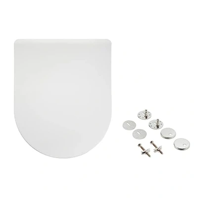 Abbildung von Amazon Basics D förmig WC Sitz in Form aus Urea Material, matte Oberfläche, 36.5 x 43 cm, Weiß
