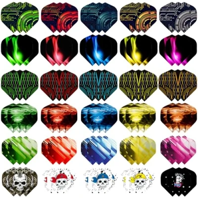 Abbildung von WLHGH Dart Flights, 6 Styles 30 Sets 90 Stück Standard PET Darts Zubehör, Perfekte für Soft/Steel Tip Dartpfeile