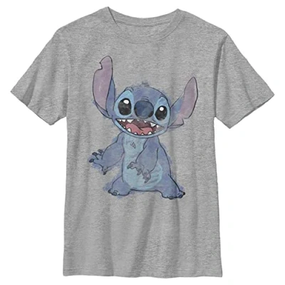 Abbildung von Disney Lilo &amp; Stitch Sketchy Boy&#039;s Crew Tee, Athletic Heather, Medium