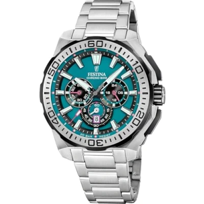 Abbildung von Festina F20724/6 Herrenuhr Chronograph Stahl/Türkis