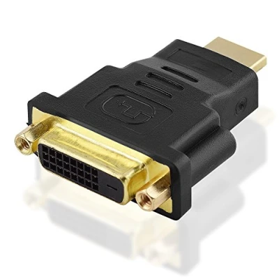 Abbildung von BestPlug DVI HDMI Adapter, D 24+1 Buchse Kupplung weiblich auf Stecker männlich vergoldet, geeignet für HD FullHD, Schwarz