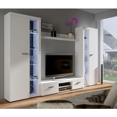 Abbildung von Küchen Preisbombe Wohnwand Rumba XL Schrankwand Anbauwand Wohnzimmer Weiss matt, (4 St)