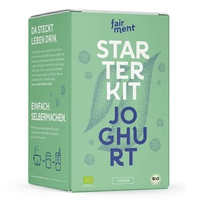 Abbildung von Fairment Starterkit veganer Joghurt mit Joghurtbereiter und Zubehör veganen selber machen