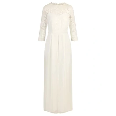 Abbildung von APART Abendoverall mit Spitzentop und weitem Bein, Creme, 42