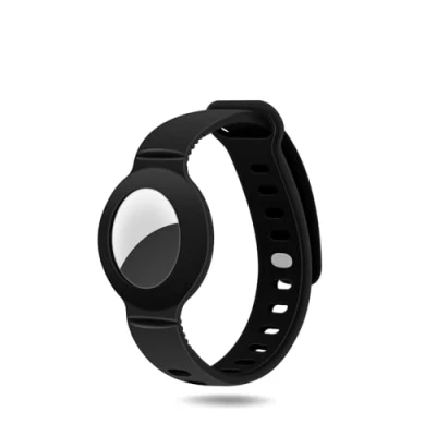 Abbildung von Airtag Kinder Armband, Bracelet für Airtag, Silikon Schutzhülle Uhrenarmband Kinder, Kleinkinder(Schwarz)