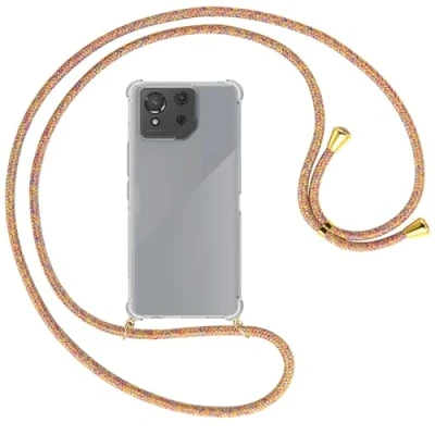 Abbildung von mtb more energy® Handykette kompatibel mit Asus ROG Phone 8 Rainbow/Metallteile: Gold Smartphone Hülle zum Umhängen TPU Case