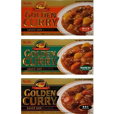 Abbildung von S&amp;B Golden Curry Sauce Mix, Mild,Medium Hot and 7.8 Ounce (Pack of 3)