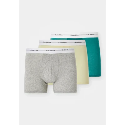 Abbildung von Calvin Klein Herren 3er Pack Boxershorts Briefs mit Logobund, Mehrfarbig (Garden Glade, Gr Heather, Lively Tl), L