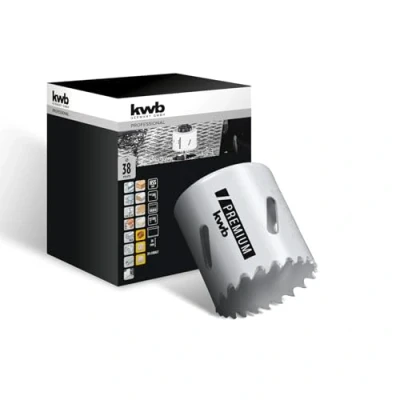 Abbildung von kwb 598038, Einzelbild, Bohrer, Aluminium, Kupfer, Gipskarton, Kunststoff, Stahl, Holz, Weiß, Bimetallisch, Hochgeschwindigkeitsstahl (HSS), Kobalt Legierung Schnellstahl (HSS Co)