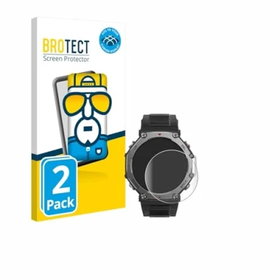 Abbildung von BROTECT 2 Stück Full Cover Schutzfolie für Huami Amazfit T Rex 3 Screen Displayschutz Folie [3D Curved, Anti Fingerprint, Kristall Klar]