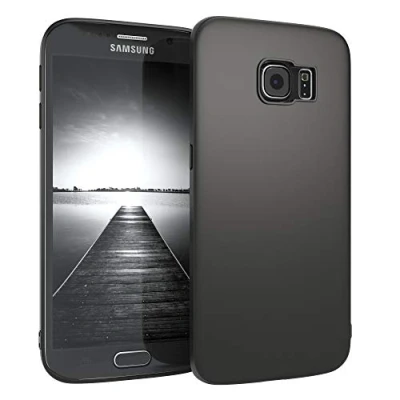 Abbildung von EAZY CASE Handyhülle Silikon mit Kameraschutz kompatibel Samsung Galaxy S6 Edge in schwarz matt, Ultra dünn, Slimcover, Silikonhülle, Hülle, Softcase, Backcover