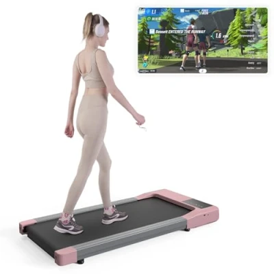 Abbildung von Lacuffy Raceable Walking Pad geeignet für High Tech Wearable Devices, Max 136/159kg APP Steuerung unter dem Schreibtisch Laufband mit AI Training und Multi Runner Rennen