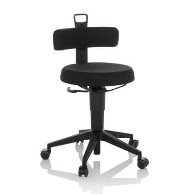 Abbildung von hjh OFFICE Balancestuhl höhenverstellbar TOP Work Flex beweglicher Arbeitshocker mit Rückenlehne, Stoff Schwarz