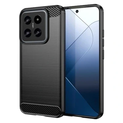 Abbildung von CoverKingz Handyhülle für Xiaomi 14 Silikon Handy Hülle im Carbon Design Soft Case Phone Cover Schwarz
