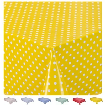 Abbildung von Home Direct Wachstuch Tischdecke Abwaschbar Eckig 140 x 240 cm Kleine Tupfen Gelb