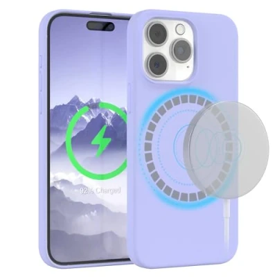 Abbildung von EAZY Case Silikonhülle für iPhone 15 Pro Max Hülle mit MagSafe Silikon Lila weich stoßfeste Handyhülle Schutzhülle Kameraschutz Dünn Schutz Cover TPU Bumper in Violett