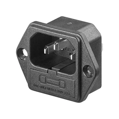 Abbildung von Goobay 11261 AC Kaltgerät Einbaustecker mit Sicherungshalter Lötanschluss, 3polig, schwarz