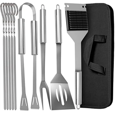 Abbildung von Praknu Grillbesteck Set aus Edelstahl, (Set, 1 tlg), Mit Tragetasche Robust und Hitzebeständig