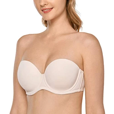 Abbildung von DELIMIRA Damen Trägerloser BH Bügel mit geformte Cups Rose White 75C