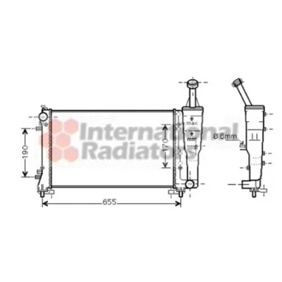 Abbildung von VAN WEZEL 17002308 Kühler, Motorkühlung Aluminium 580 298 25 Kühlrippen mechanisch gefügt LANCIA: Musa, Ypsilon II, FIAT: Idea