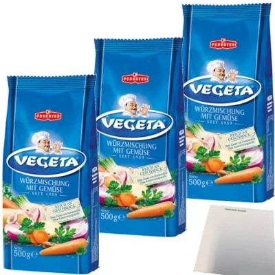 Abbildung von Podravka Vegeta Würzmischung mit Gemüse 3er Pack (3x500g Beutel) + usy Block