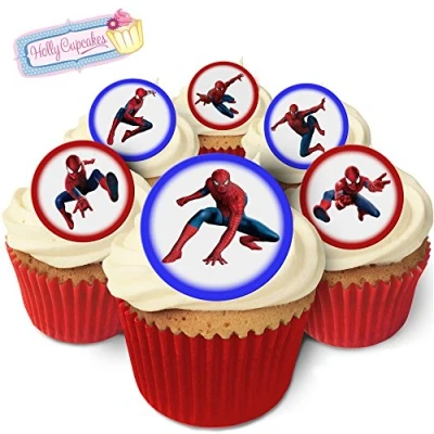Abbildung von 24 Wunderschöne essbare Kuchendekorationen: Spider Man / Spiderman