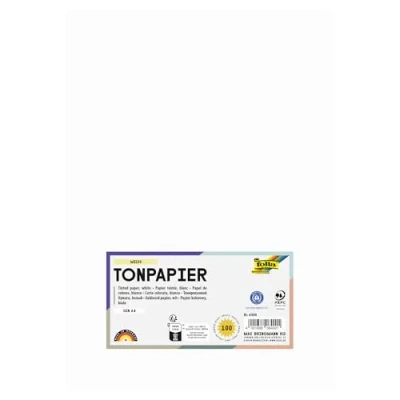 Abbildung von folia 6400 Tonpapier weiß, DIN A4, 130 g/qm, 100 Blatt zum Basteln und kreativen Gestalten von Karten, Fensterbildern für Scrapbooking