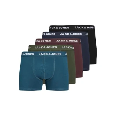 Abbildung von Jack &amp; Jones Jacteo Trunks 5 PACK Boxershorts, Herren, Größe: Small, Navy/vineyard wine/black/kombu green/legion blue