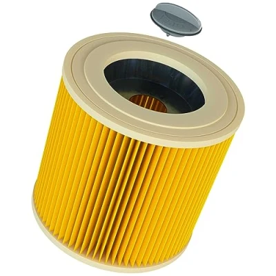 Abbildung von vhbw 1x Faltenfilter kompatibel mit Kärcher K 2301, 2901 F, 2000, 2150, A 4000 Plus, TE, NT 27/1 ME ADV Staubsauger Patronenfilter, Gelb