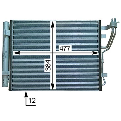 Abbildung von MAHLE ORIGINAL AC 709 000P Klimakondensator mit Trockner 477 HYUNDAI: i30 I Schrägheck, Kombi, KIA: cee‘d Kombi