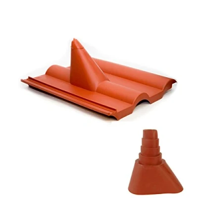 Abbildung von Premium X Frankfurter Dachpfanne Rot SAT Dachabdeckung Pfanne Dachziegel aus Kunststoff PVC Antennen Durchgangsziegel mit Manschette