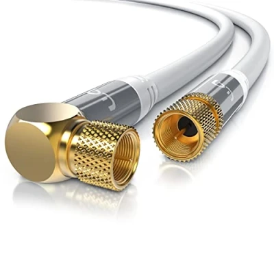 Abbildung von CSL 12,5m SAT Kabel 8k 4k HDTV 90 Grad gewinkelt 135db Premium Antennen Satellitenkabel F Stecker TV Radio DVB T C S S2 Abschirmmaß 75 Ohm Weiß