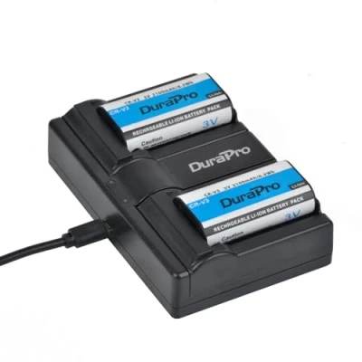 Abbildung von DuraPro 2X 2100mAh CR V3 Battery+ LED Dual USB Charger for Kodak RLCRV3, SBP 1103, ULCR V3R, VLCRV3, 1080142; Olympus C3000 C3040 C 40Z 2100UZ 3030 3040Z