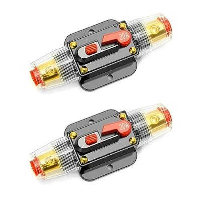 Abbildung von QWORK® 2 Stücke 20A Sicherungshalter Manuelle Rückstellung, Autoschutz Leistungsschalte mit manueller Rückstellung für Kfz Schutz Stereoschalter zurücksetzen