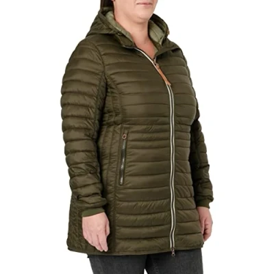 Abbildung von camel active Damen Leichter Wasserabweisende Steppmantel mit Abnehmbarer Kapuze Jacket, Grün, 36