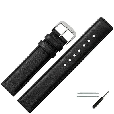 Abbildung von MARBURGER Uhrenarmband 20mm Leder Schwein Schweinsleder, Schweinsleder Bombage mit Naht in Artikelfarbe Ersatz Teil Uhren