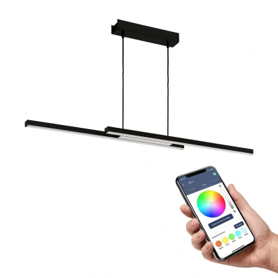 Abbildung von Eglo 900081 LED Hängeleuchte FRAIOLI Z weiss schwarz L:105.5 B:10 H:120cm dimmbar 2700 6500K mit Connect Funktion