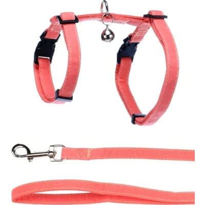 Abbildung von Flamingo Geschirr mit Leine Lomi Zartrosa A: 22 36cm, B: 27 46cm, C: 110cm x 10mm 2mm, Elegant, Sicher und Stilvoll für Katzen