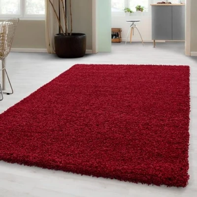 Abbildung von Carpetsale24 Shaggy Hochflor Teppich, 160x230 cm, Rot, weich, flauschig, modern, einfarbig, Perfekt für Wohnzimmer, Wohnzimmer Schlafzimmer Flur