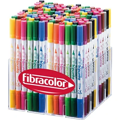 Abbildung von FIBRACOLOR Marker, 144 Stück, 12 Stück von je Farben, konische Spitze und feine Spitze, doppelte Schreiblinie, super waschbar