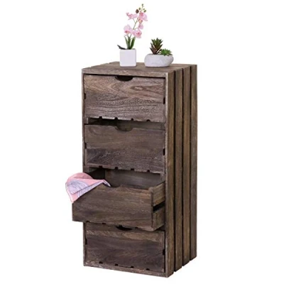 Abbildung von Mendler Kommode HWC C62, Schubladenkommode Holzkiste, Shabby Look Vintage, 4 Schubladen 70x32x26cm braun