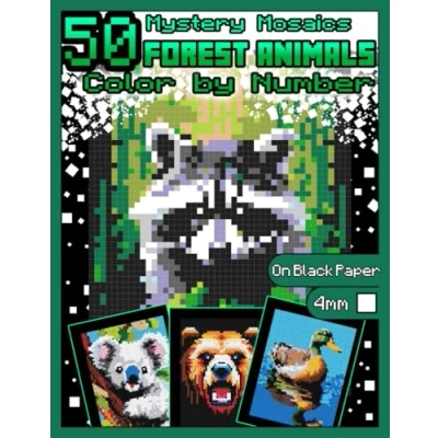 Abbildung von Mystery Mosaics Color by Number: 50 Forest Animals: Pixel Art Coloring Book with Dazzling Hidden Animals, Quest on Black Paper, Extreme ... Number Band 6)
